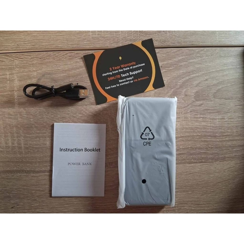 Portable Power Bank 22.5W Fast Charging PD 20W with Built-in Cables Black